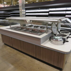 10' Hot Food Bar featuring Hot Wells, Soup Wells and 3 Rice Warmers.