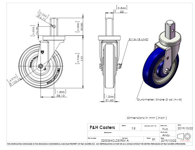 Platter cart Square Stim Swivel Caster & Wheel - Image 4